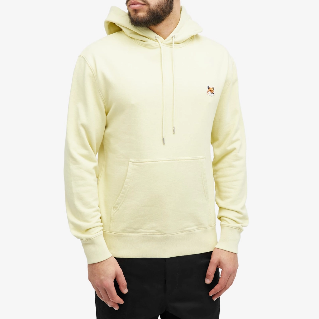 Maison Kitsune Men's Fox Head Patch Regular Hoodie Chalk Yellow